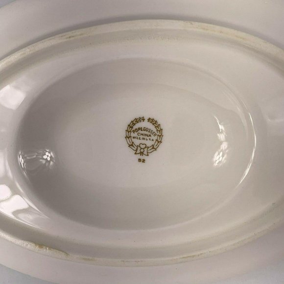Pope Gosser Gwendolyn Gravy Boat Underplate Pink Roses Gray Scrolls Vintage - Picture 11 of 12